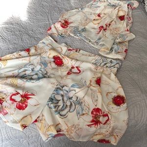 Crop top and high waisted shorts